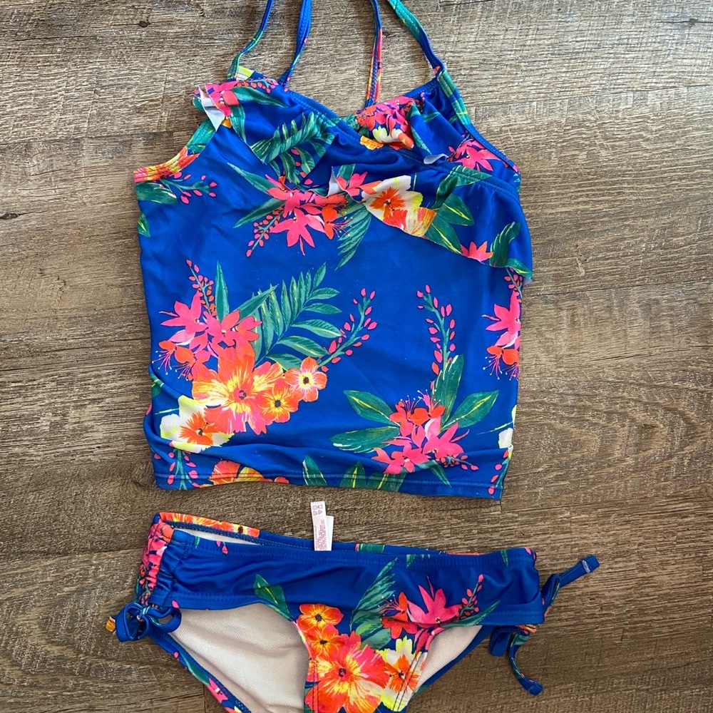 Floral blue swimsuit